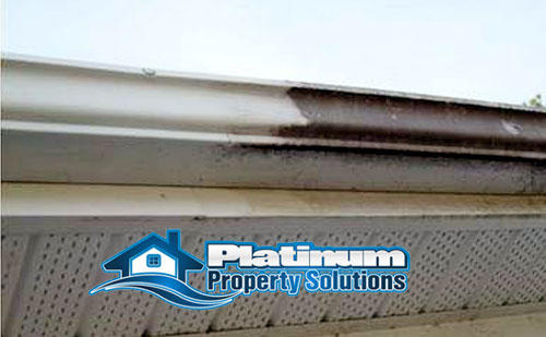 gutter cleaning by platinum property solutions removes dirt brightens 