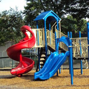 pressure washing and sanitizing playground equipment