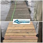 wood boat dock cleaning before and after