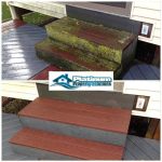 pressure washing and cleaning wood plank stairs on grand rapids, michigan house